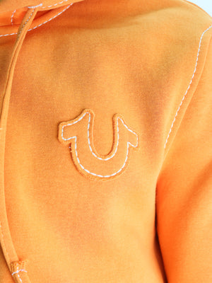 True Religion Big T Zip Up Hoodie Orange Ochre-True Religion