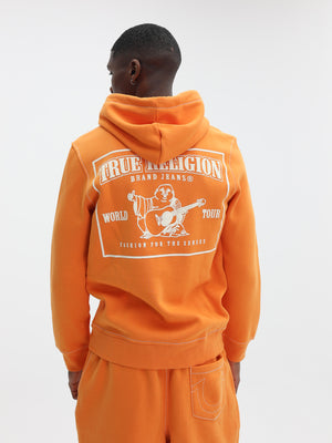 True Religion Big T Zip Up Hoodie Orange Ochre-True Religion