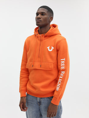 True Religion Fleece Pullover Anorak Mandarin Orange-True Religion