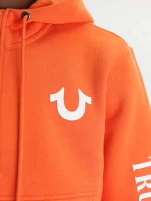 True Religion Fleece Pullover Anorak Mandarin Orange-True Religion