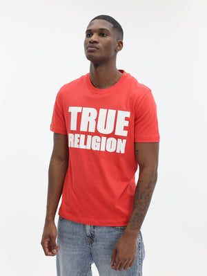 True Religion High Low Hd Tee Poppy Red-True Religion