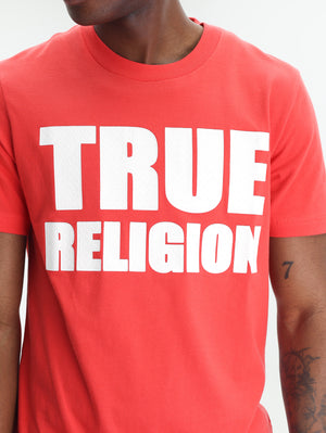 True Religion High Low Hd Tee Poppy Red-True Religion
