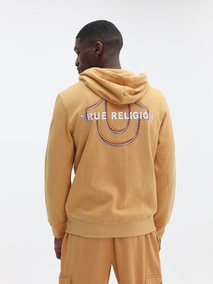 True Religion Multi Hs Zip Hoodie Oak Buff