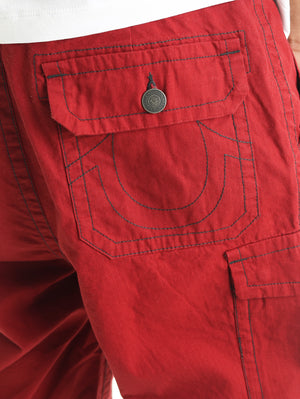 True Religion Ripstop Sn Cargo Flap Short Red Dahlia-True Religion