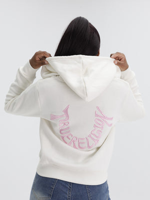 True Religion Classic Sweater Embroidered Zip Hoodie Pink