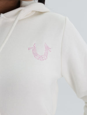 True Religion Classic Sweater Embroidered Zip Hoodie Pink