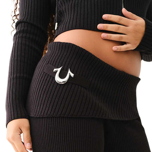 TRUE RELIGION FOLDOVER WB SWTER BOOTCUT PANT JET BLACK-True Religion