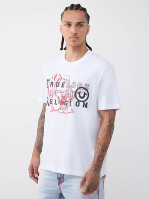 True Religion T-Shirt Buddha Letters White