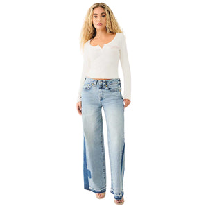 TRUE RELIGION CREW SCOOP NECK LS HENLEY RIB TOP WINTER WHITE-True Religion