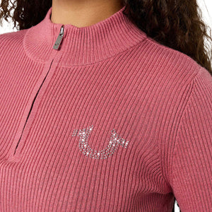 TRUE RELIGION CRYSTAL TR ZIP MOCK NECK LS MAUVEWOOD-True Religion