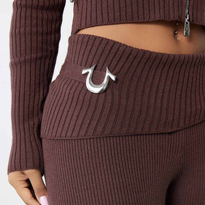 TRUE RELIGION FOLDOVER WB SWTER BOOTCUT PANT DEEP MAHOGANY-True Religion