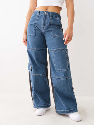 True Religion Baggy Cargo Pants Ladies Medium Wash-True Religion