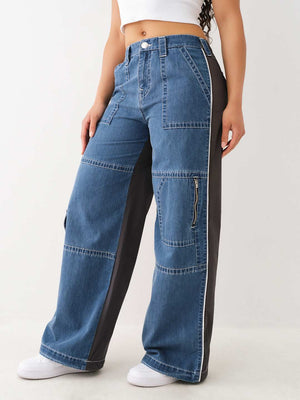 True Religion Baggy Cargo Pants Ladies Medium Wash-True Religion