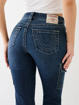 True Religion Cargo Pants Ladies Slim Denim Slit Persian Gulf-True Religion
