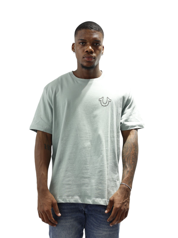 True Religion Relaxed T-Shirt Overseam Puff Ship Green