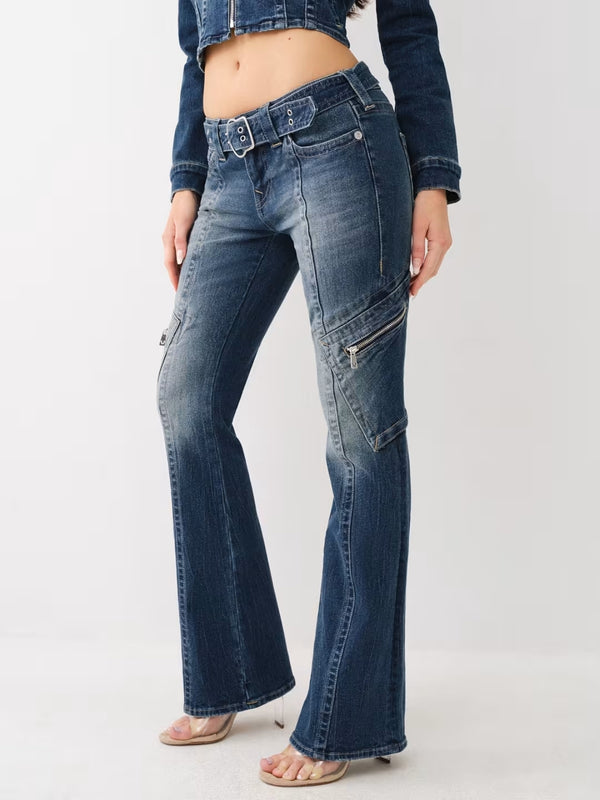 True Religion Jeans Becca Belted Bootcut Dark Wash