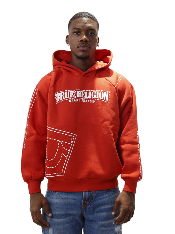 True Religion Printed Big T Hoodie Washed Red