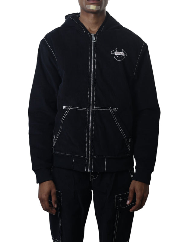 True Religion Jacket Big T Corduroy Hood Jet Black