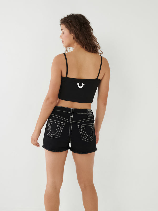 True Religion Crop Top Arched Logo Black