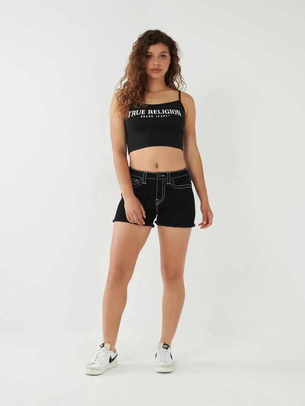 True Religion Crop Top Arched Logo Black