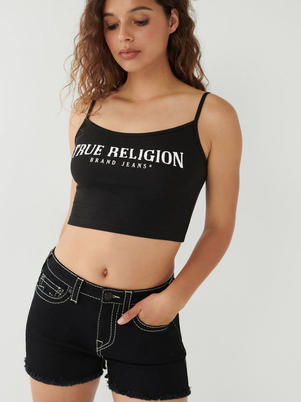 True Religion Crop Top Arched Logo Black