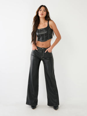 True Religion Corset Tank Pu Leather Black-True Religion