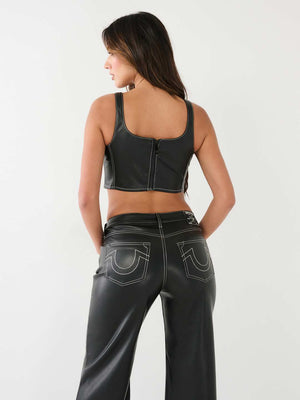 True Religion Corset Tank Pu Leather Black-True Religion