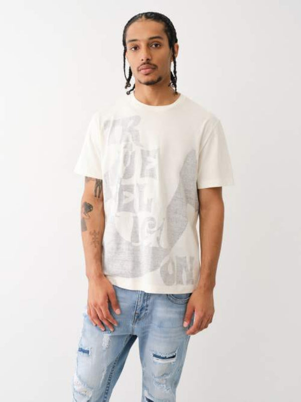 True Religion Relaxed T-Shirt Push Print Winter White