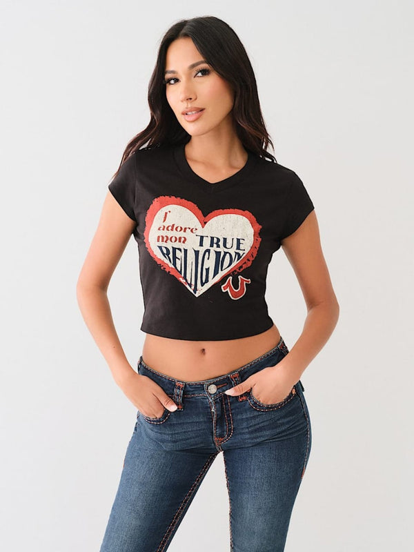 True Religion J'adore T-Shirt Mon Heart Baby Black