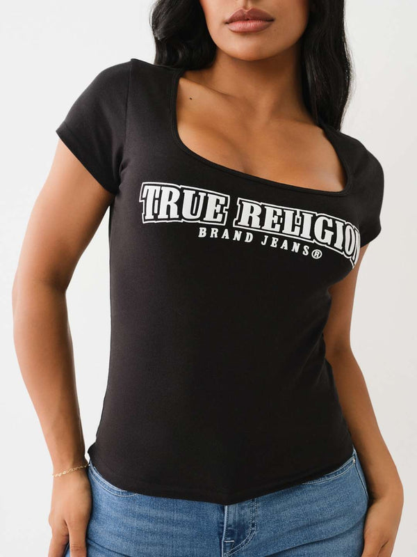 True Religion Square T-Shirt Neck Jet Black