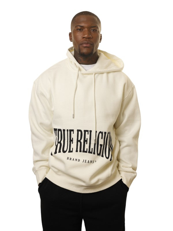 True Religion Relaxed Hoodie Stretch Arch Winter White