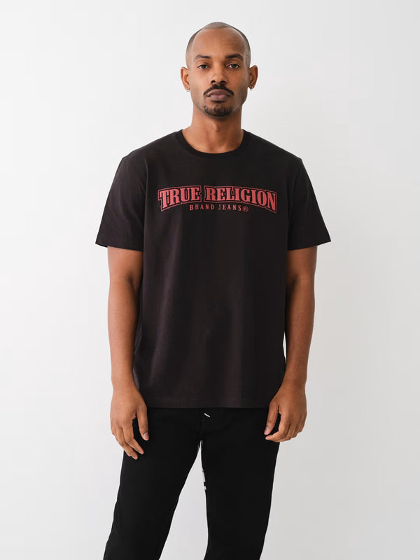 True Religion Relaxed T-Shirt Painted Red Dahlia-Black