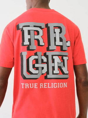 True Religion High Density Letter T-Shirt Washed Red-True Religion