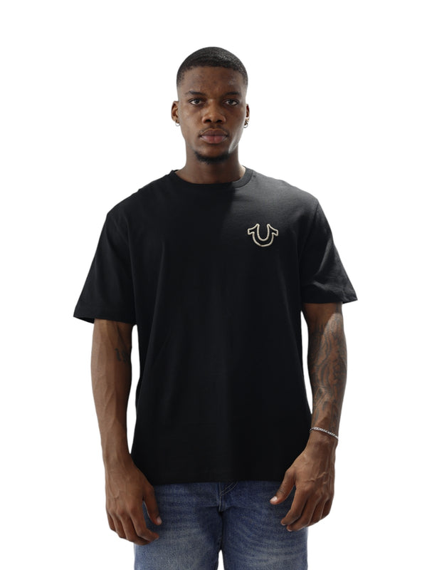 True Religion Relaxed T-Shirt Overseam Puff Jet Black