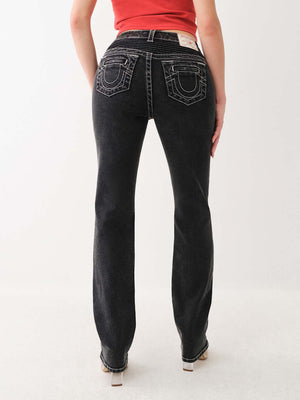 True Religion Billie Jeans Mid Rise Moto Straight Black-True Religion