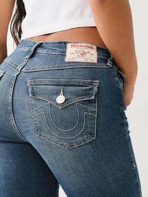True Religion Becca Jeans Mid Rise Flap Bootcut Blue-True Religion