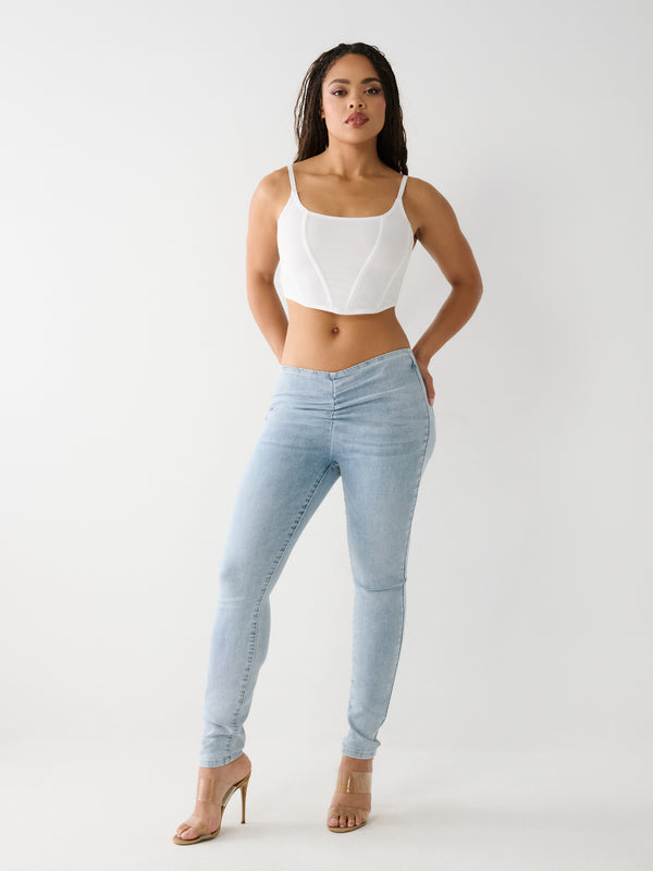 Low Rise Ruched Skinny Jean