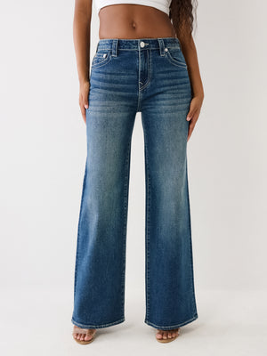 True Religion Leila Jeans Ladies High Rise Wide Leg Dark Wash-True Religion