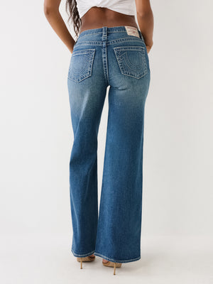 True Religion Leila Jeans Ladies High Rise Wide Leg Dark Wash-True Religion