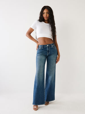 True Religion Leila Jeans Ladies High Rise Wide Leg Dark Wash-True Religion