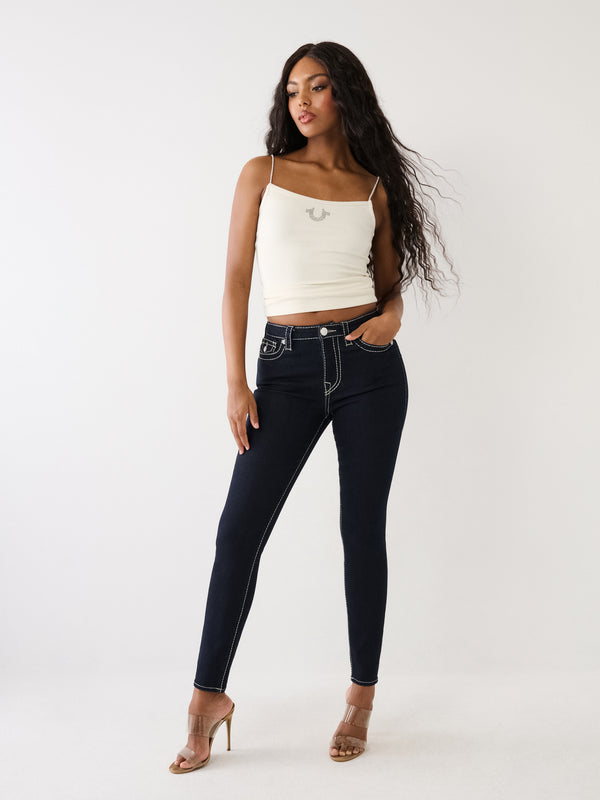 True Religion Jennie Jeans Flap Lurex Big T Body Rinse