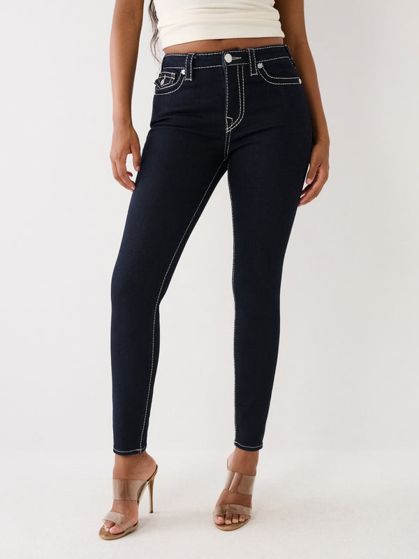 True Religion Jennie Jeans Flap Lurex Big T Body Rinse