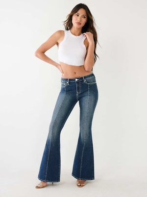 True Religion Charlie Jeans Mid Rise Seamed Flare Love In A Mist-True Religion