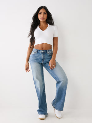 True Religion Leila Jeans Wide Leg Medium Wash-True Religion