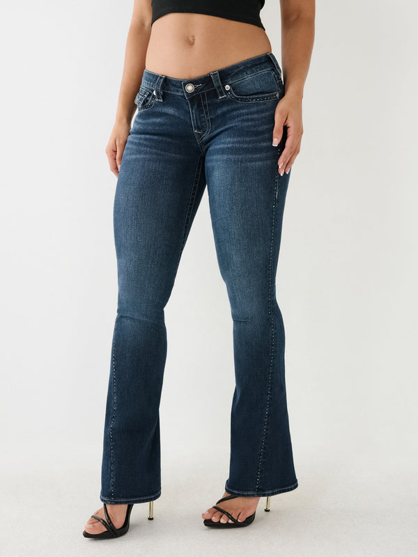 True Religion Joey Jeans Crystal Low Rise Flare Heather