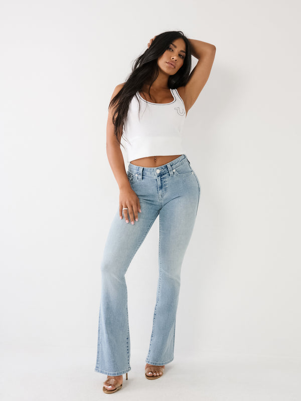 True Religion Becca Jeans Mid Rise Bootcut Flap Spot