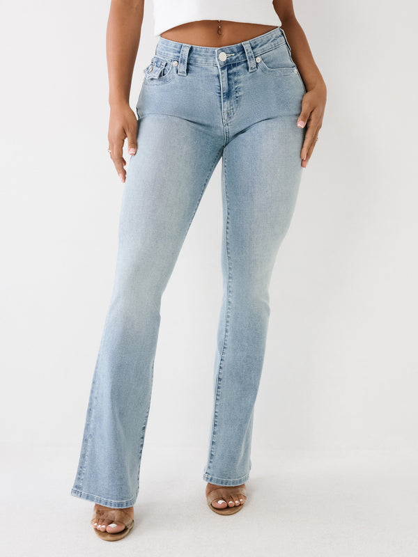 True Religion Becca Jeans Mid Rise Bootcut Flap Spot