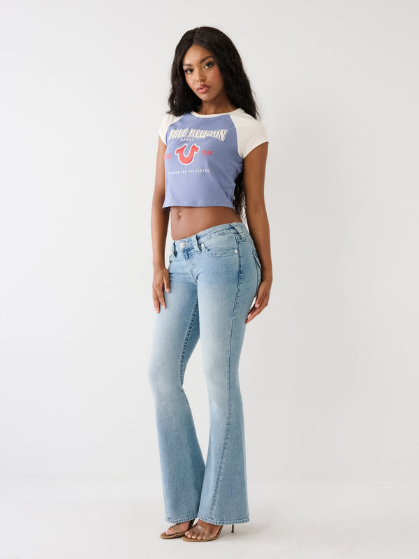 True Religion Joey Jeans Low Rise Flare Peak Spot