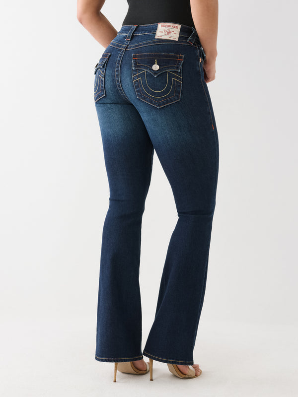 True Religion Becca Jeans Mid Rise Bootcut Flap Muddy Waters