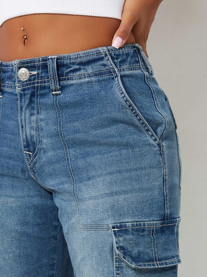 True Religion Ladies Jeans Cargo SN Straight Medium Wintry Wash-True Religion